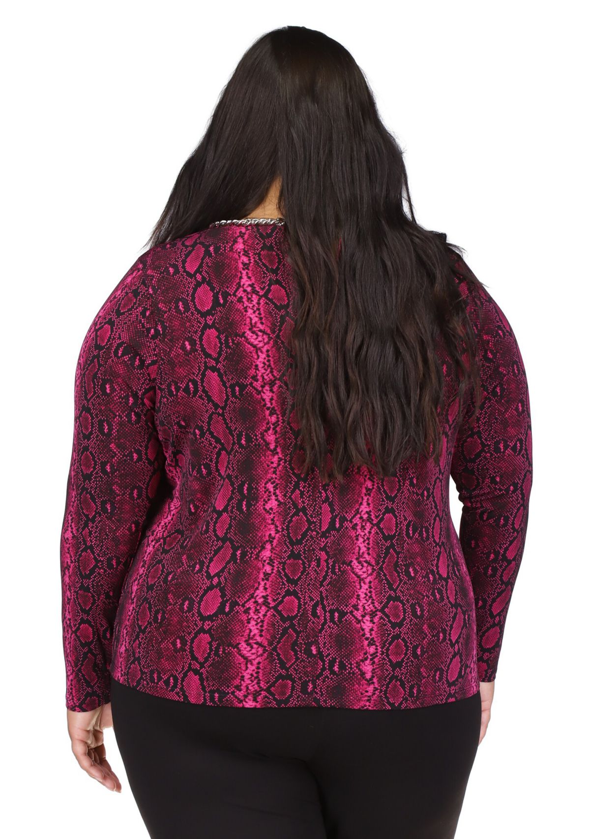 Plus Size Snake Chain Necklace Long Sleeve Top 