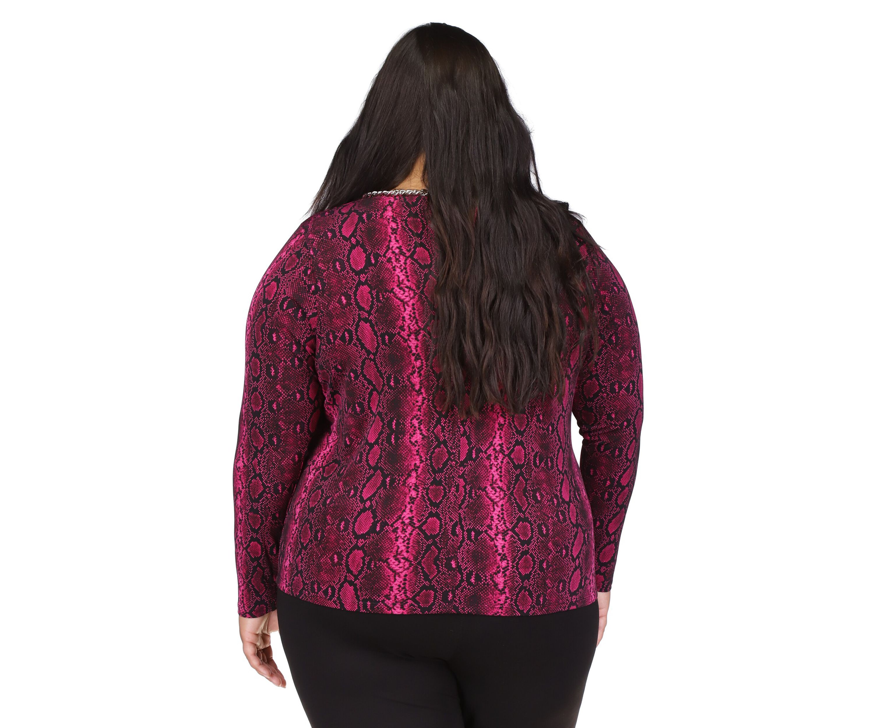 Plus Size Snake Chain Necklace Long Sleeve Top 