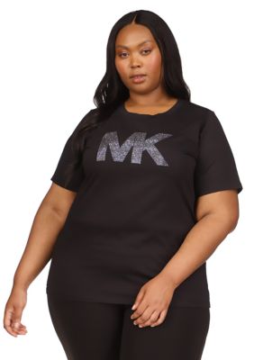 Michael Michael Kors Women's Plus Size Mk Rhinestone Short Sleeve T-Shirt