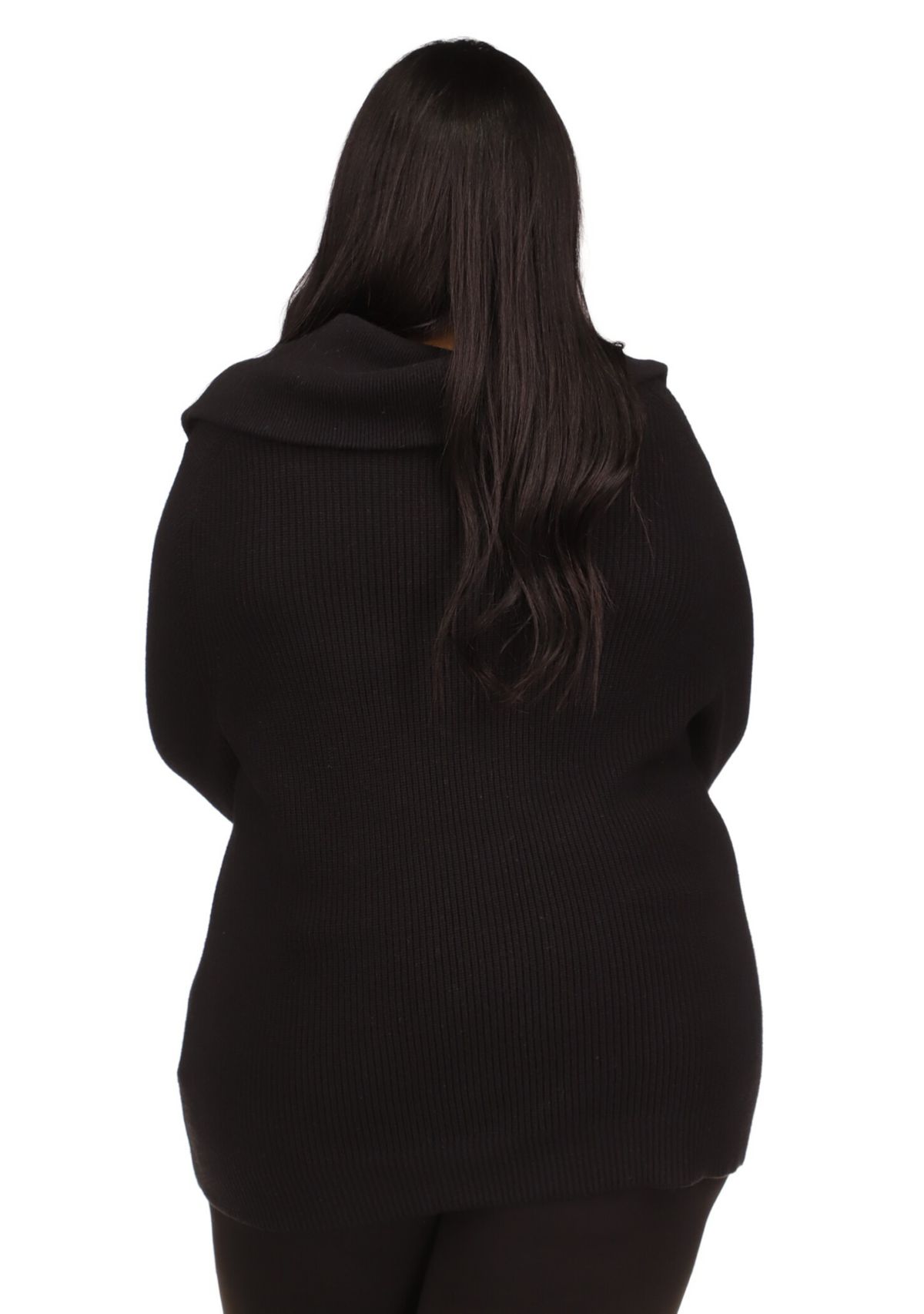 Plus Size Half Zip Shaker Sweater 