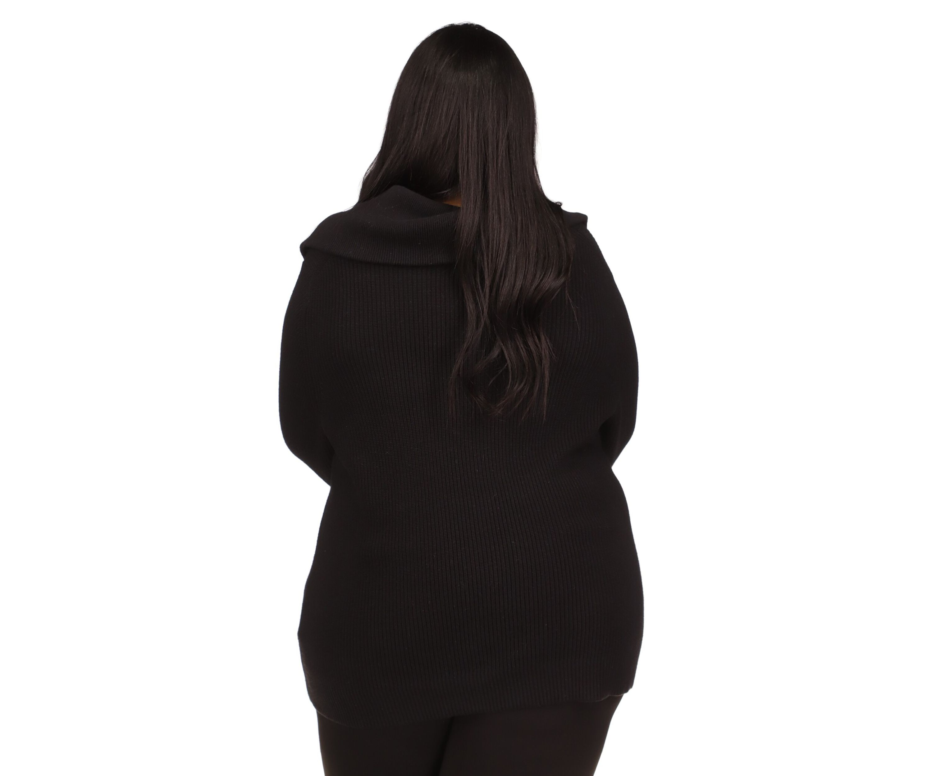Plus Size Half Zip Shaker Sweater 