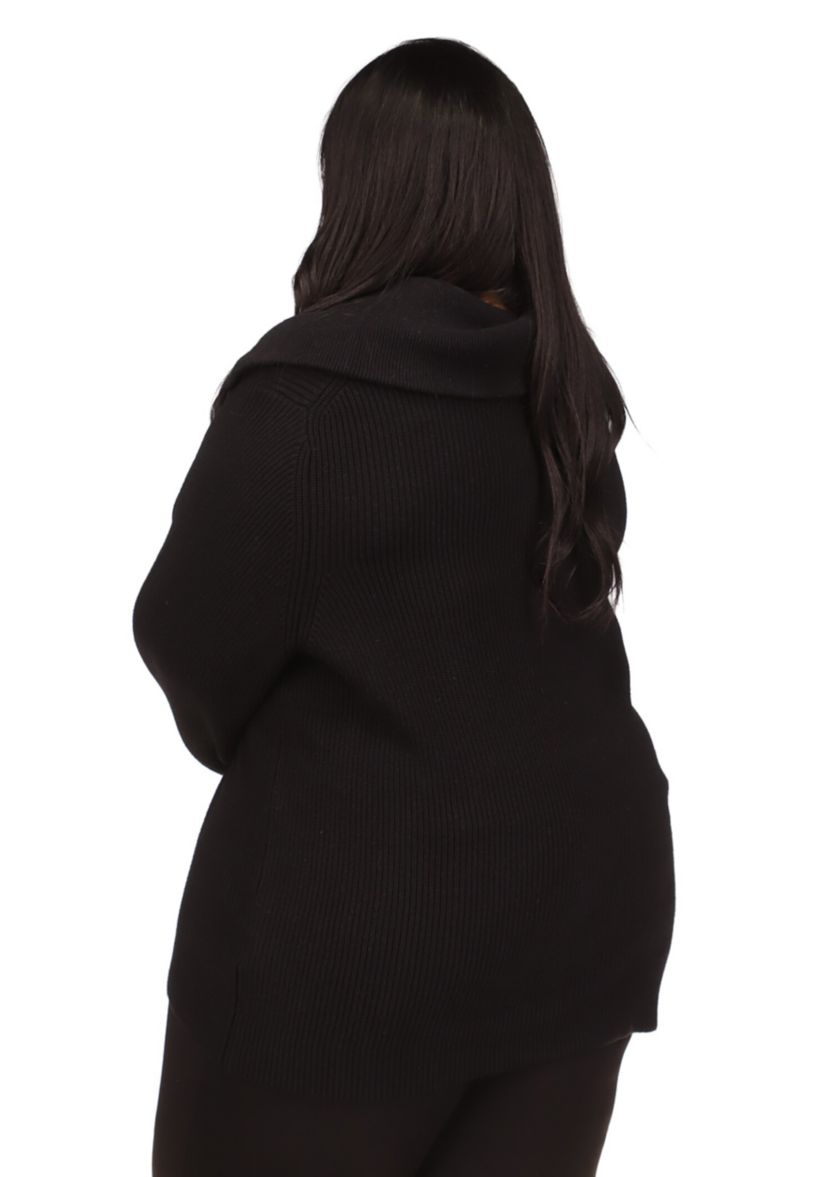 Plus Size Half Zip Shaker Sweater 