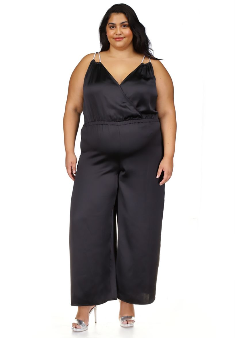 Plus Size Rhinestone Strap Jumpsuit 