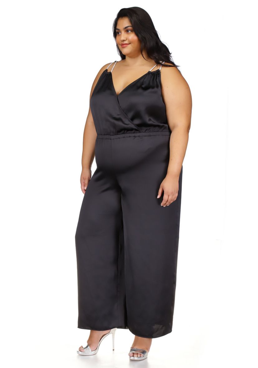 Plus Size Rhinestone Strap Jumpsuit 