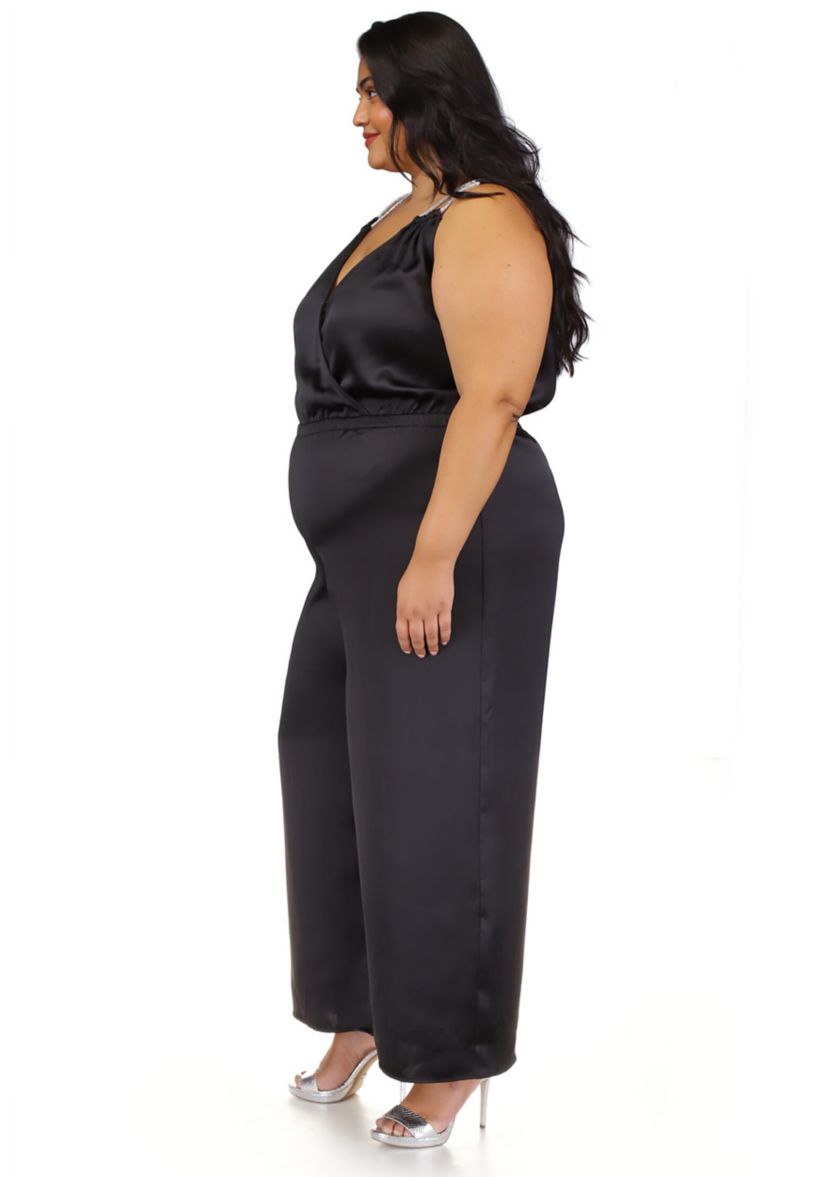 Plus Size Rhinestone Strap Jumpsuit 