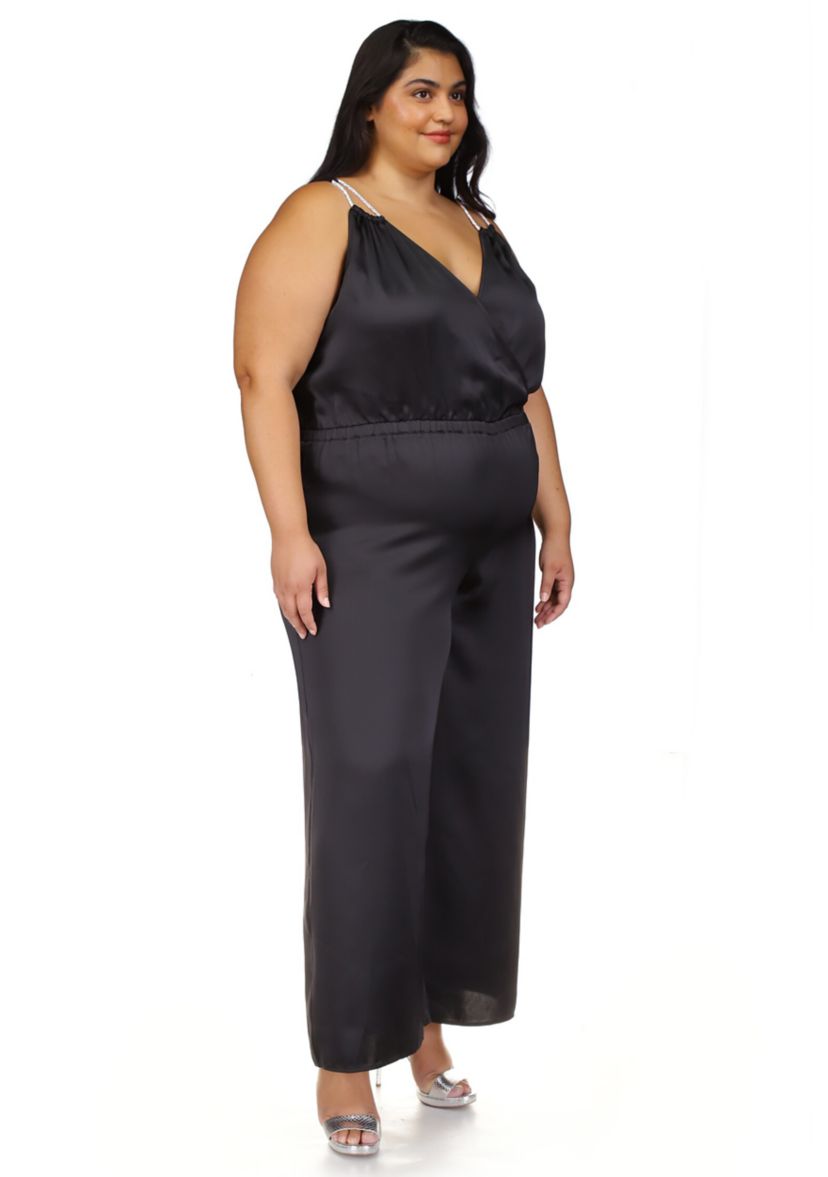 Plus Size Rhinestone Strap Jumpsuit 