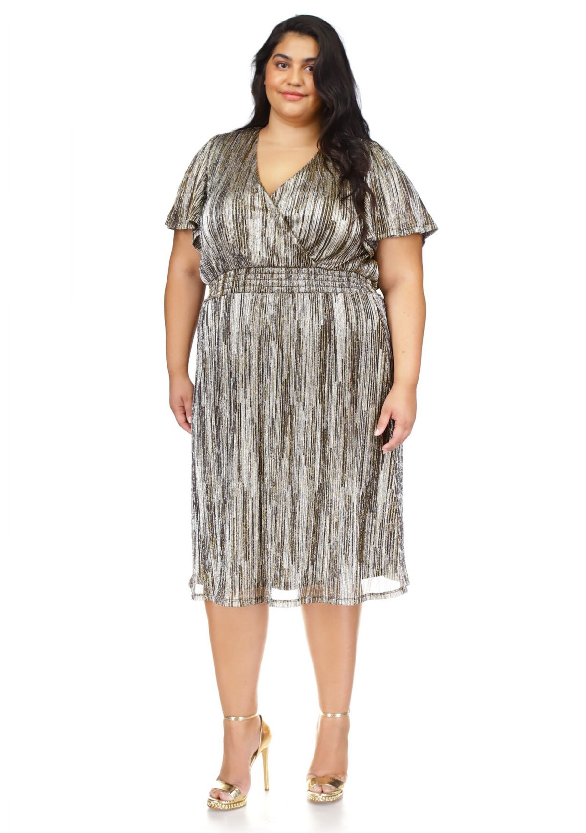 Plus Size Plisse Handkerchief Hem Dress