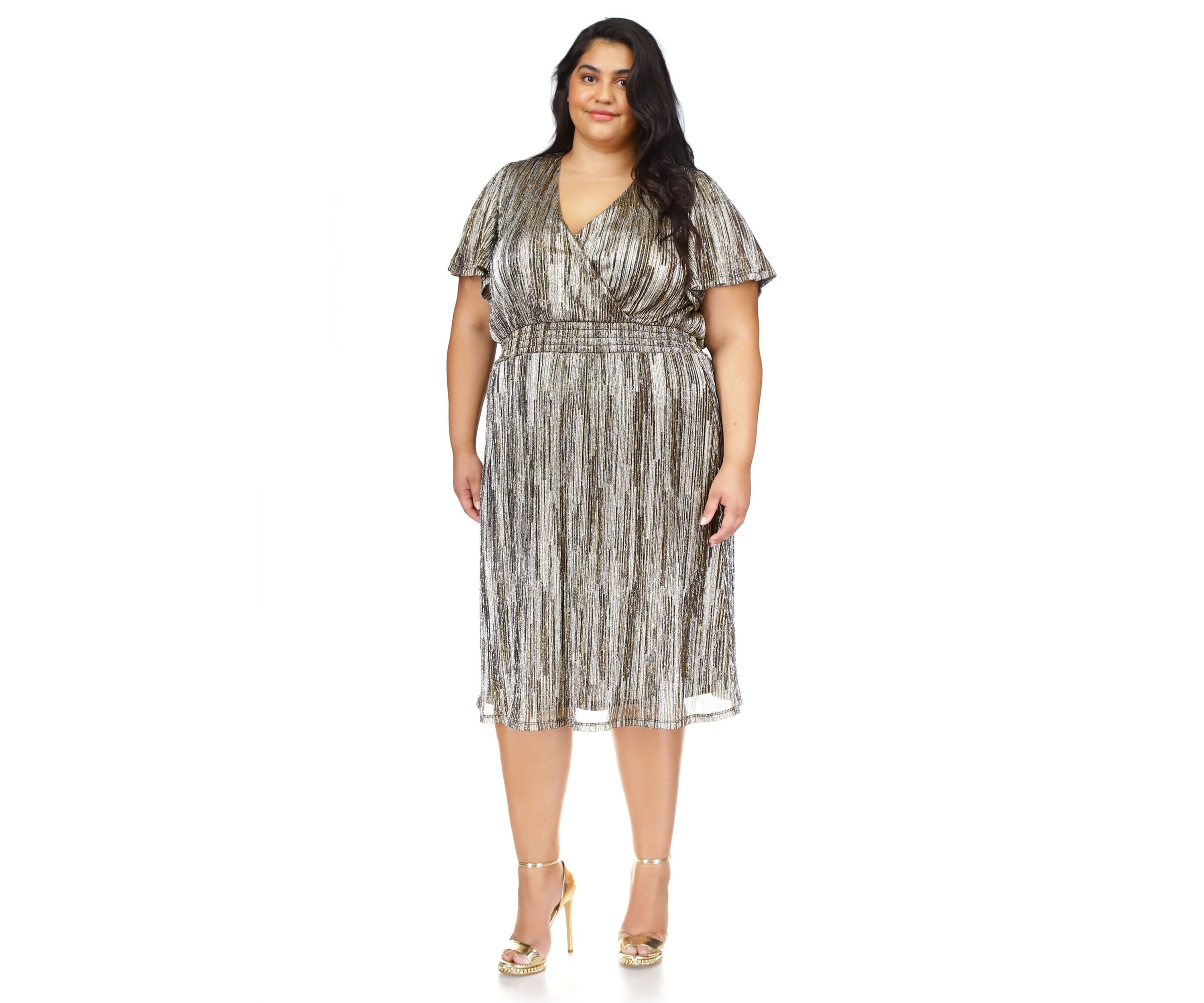 Plus Size Plisse Handkerchief Hem Dress