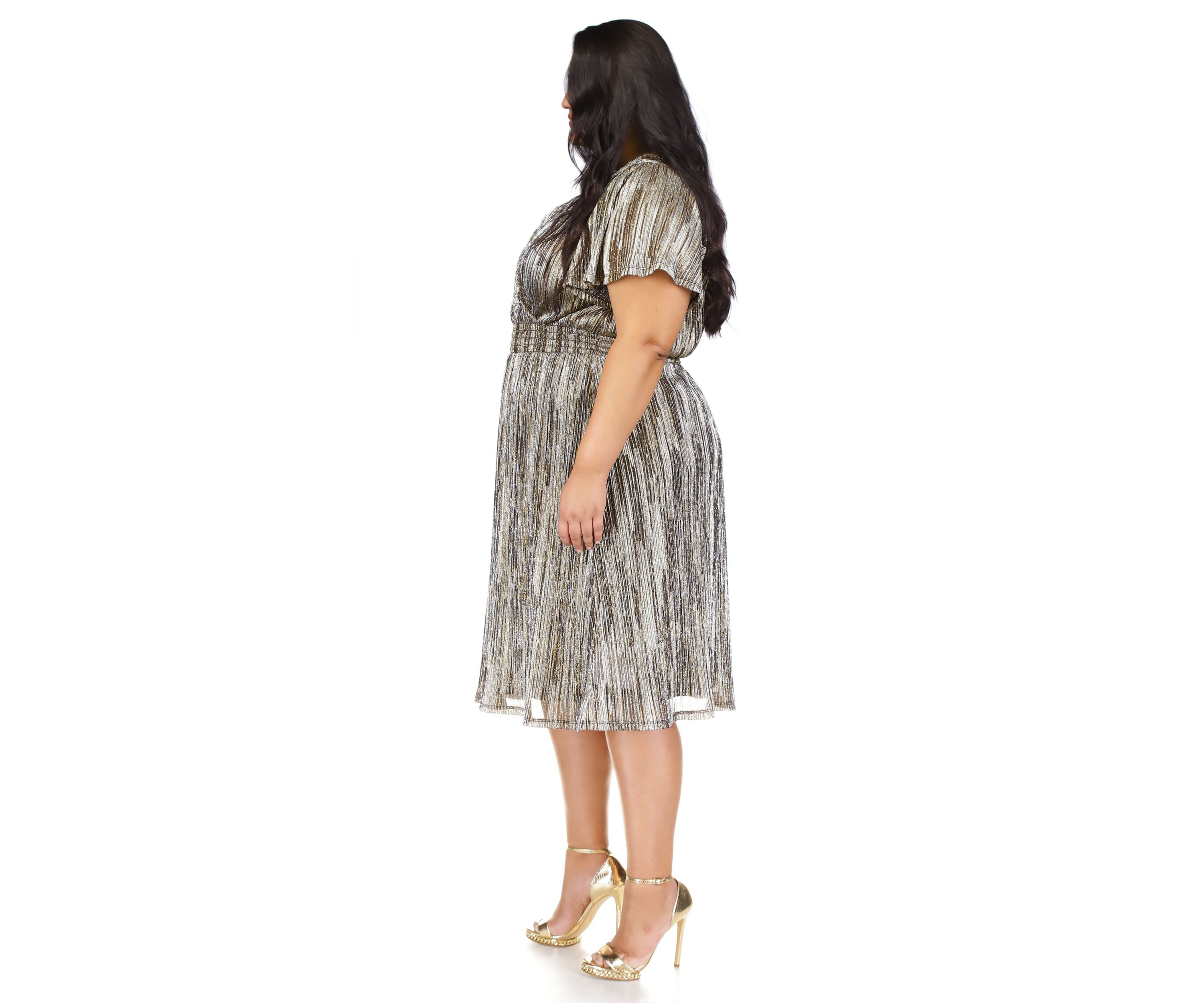 Plus Size Plisse Handkerchief Hem Dress
