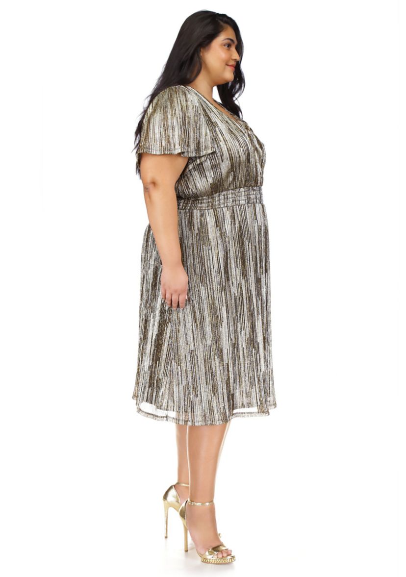 Plus Size Plisse Handkerchief Hem Dress