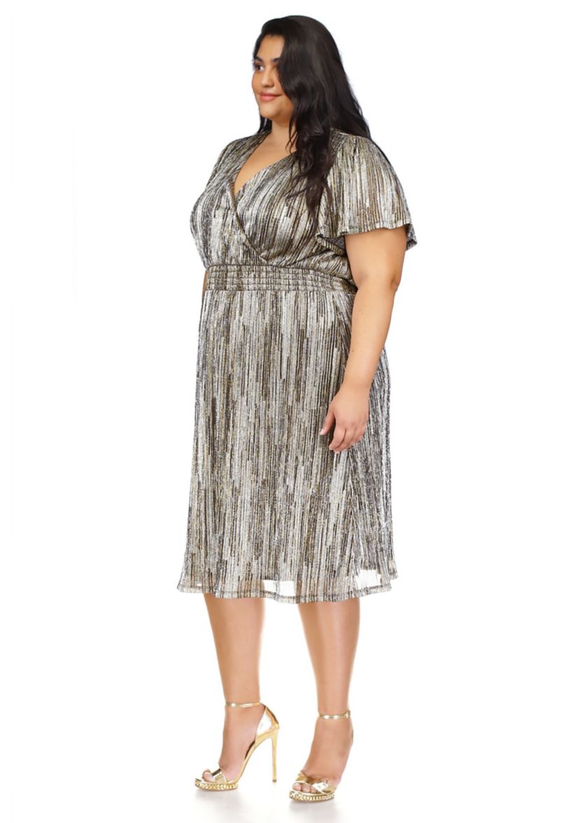 Plus Size Plisse Handkerchief Hem Dress