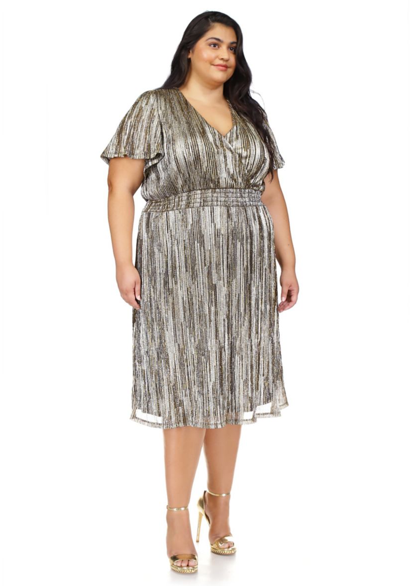 Plus Size Plisse Handkerchief Hem Dress