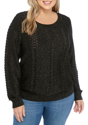 Wonderly Plus Size Destructed V-Neck Sweater | belk