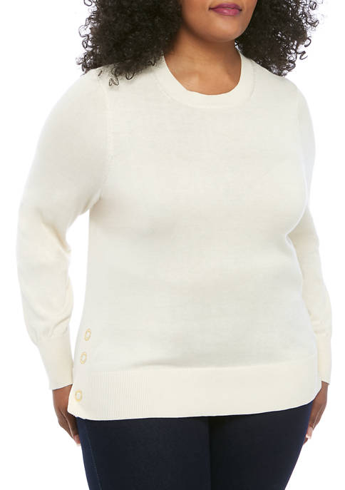 Plus size Side Snap Crew Neck Sweater