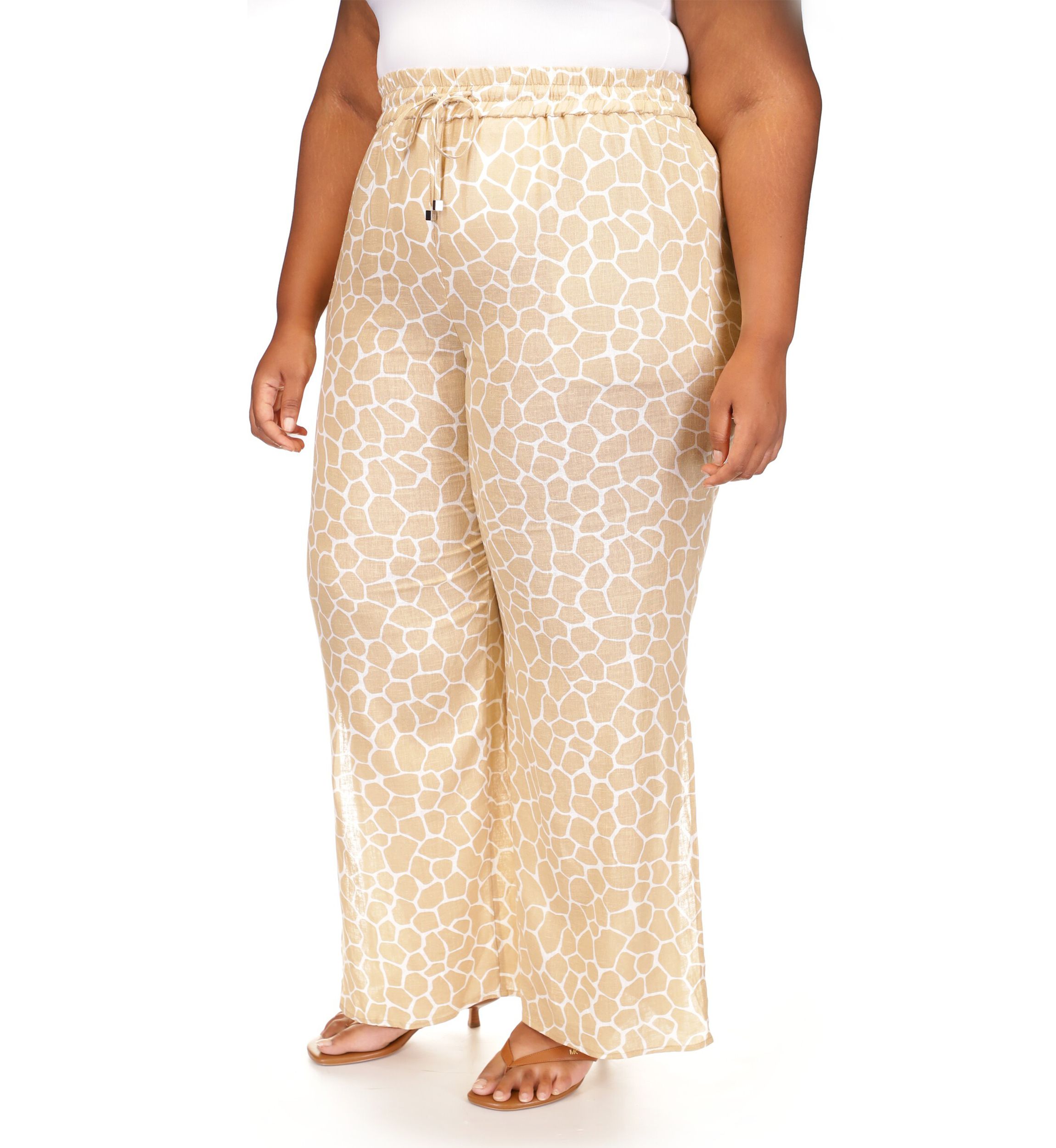 Plus Size Printed High Slit Pants