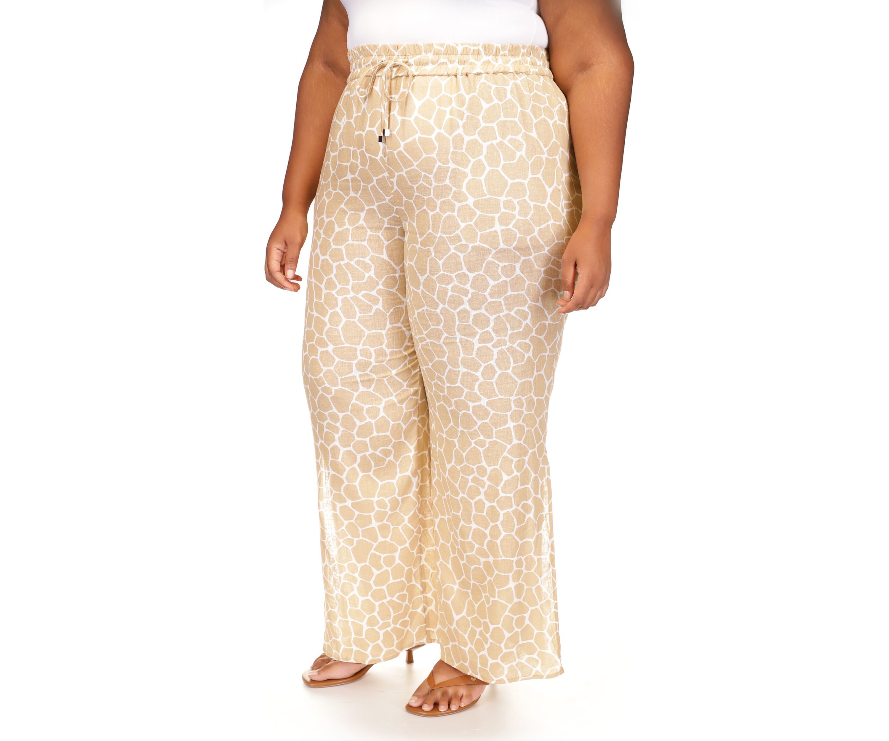 Plus Size Printed High Slit Pants