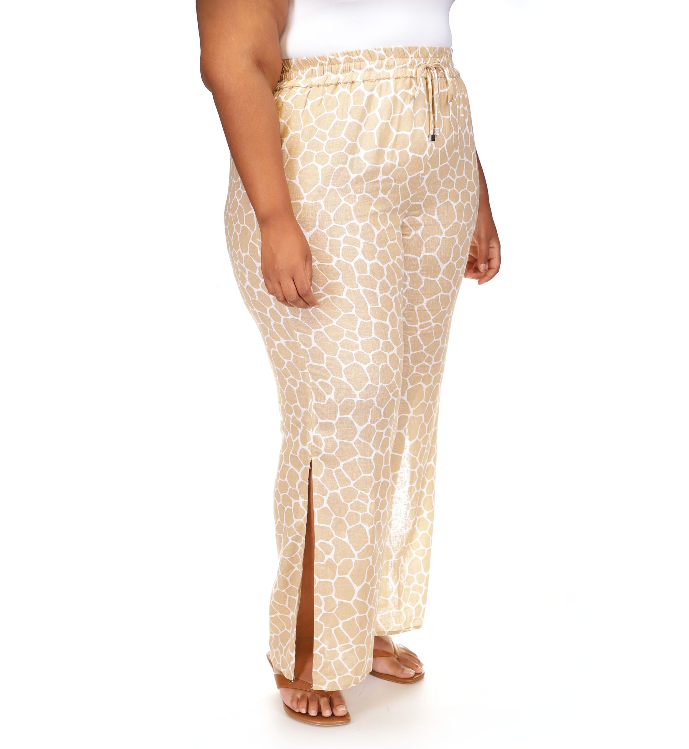 Plus Size Printed High Slit Pants