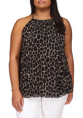 MICHAEL Michael Kors Plus Size Giraffe Pleated Chain Top | belk