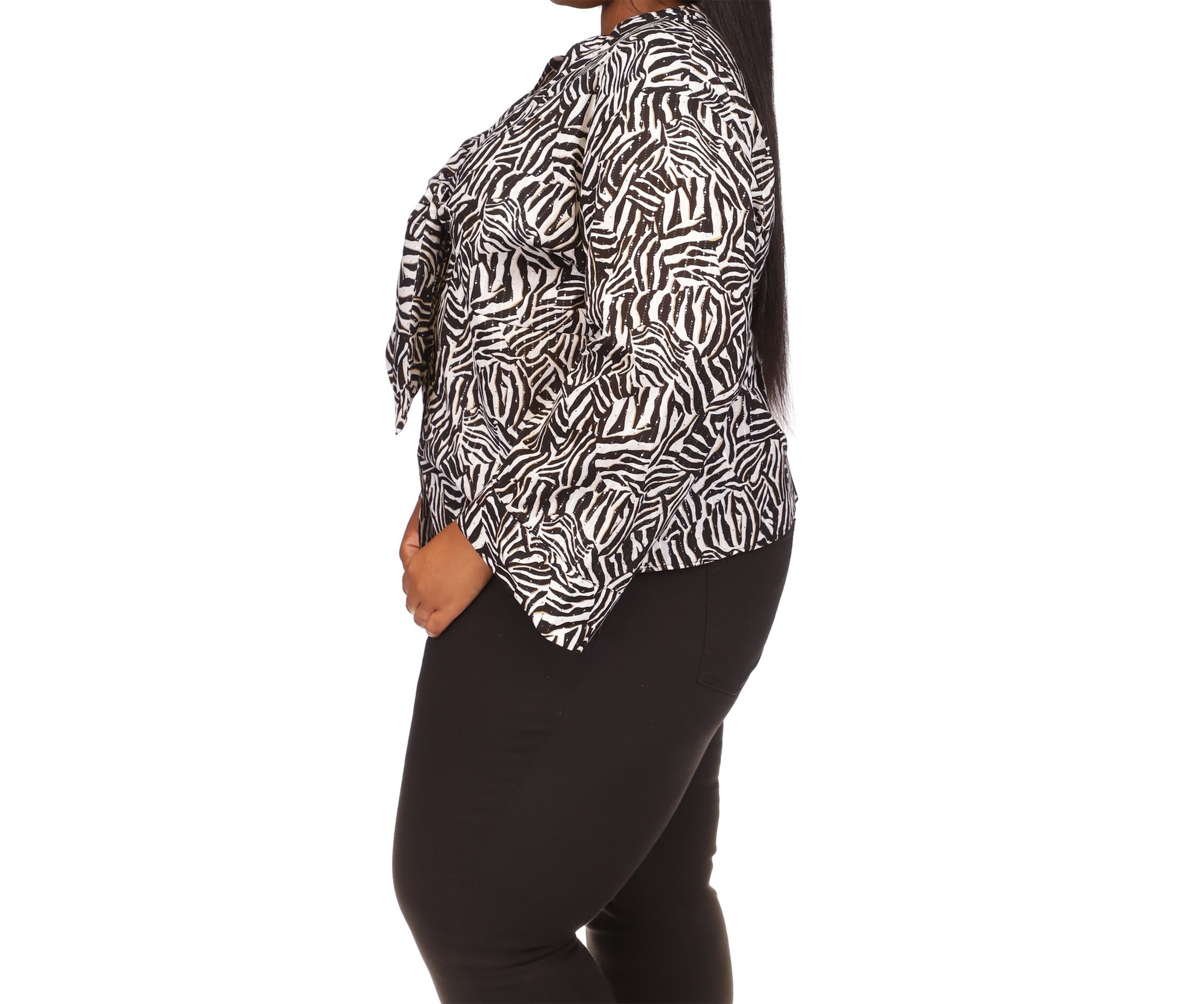 Plus Size Metallic Zebra Tie Top 