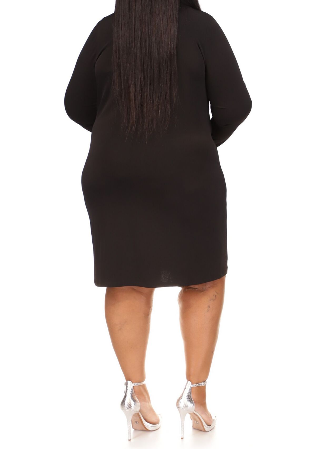 Plus Size Ring Cutout Long Sleeve Dress