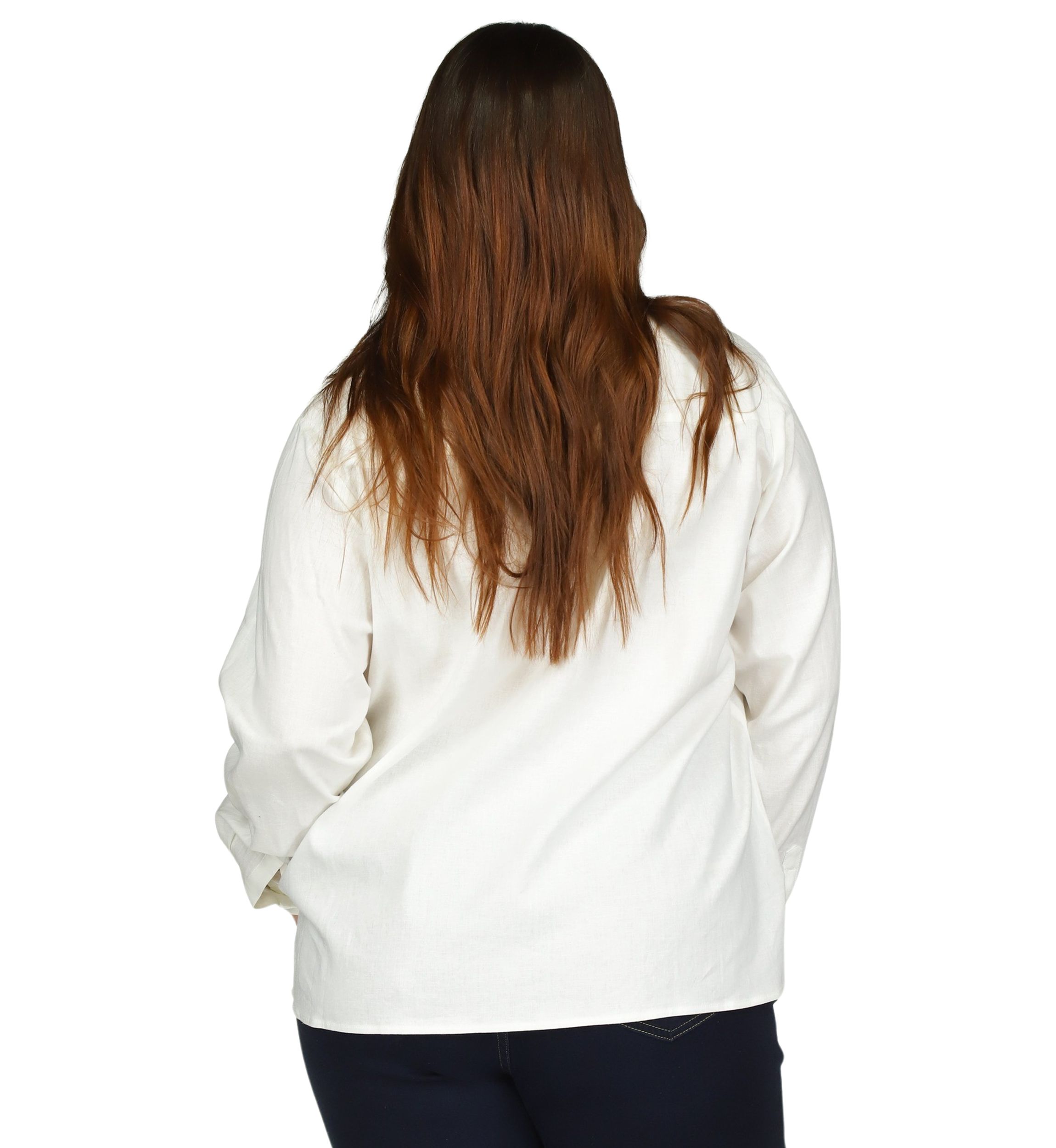 Plus Size Linen Long Sleeve Shirt