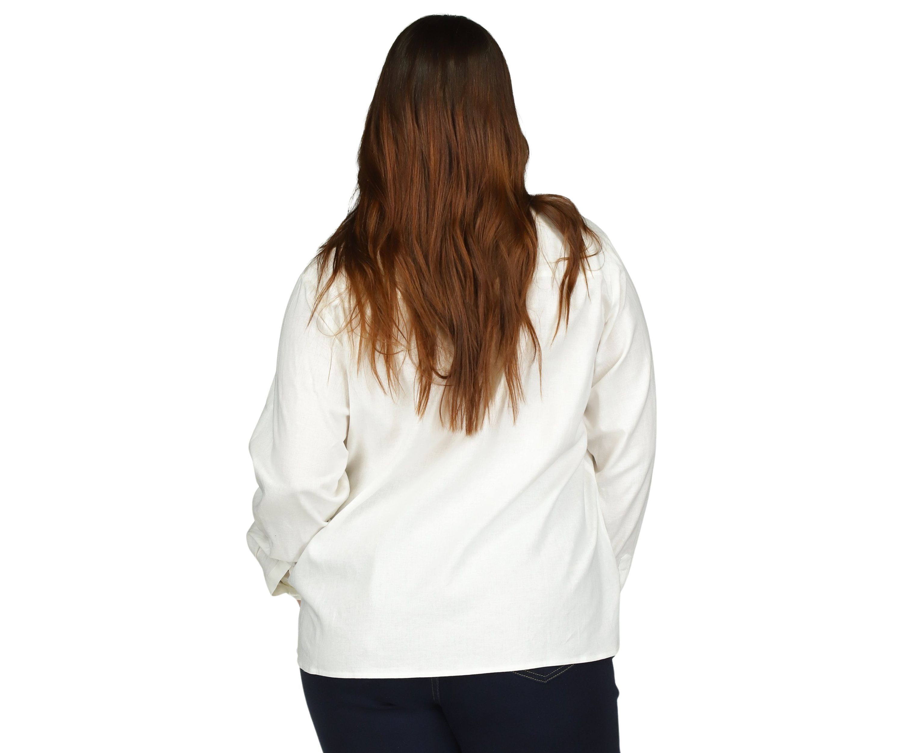 Plus Size Linen Long Sleeve Shirt