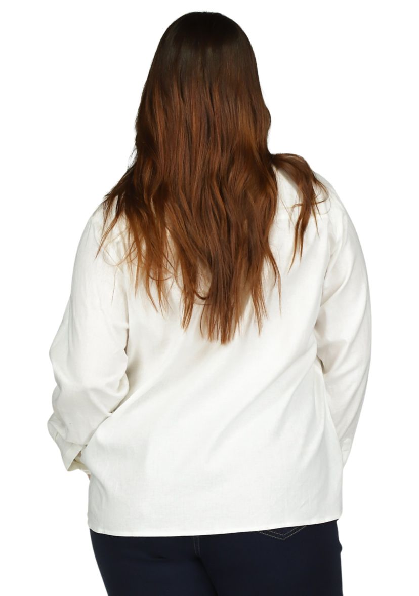 Plus Size Linen Long Sleeve Shirt