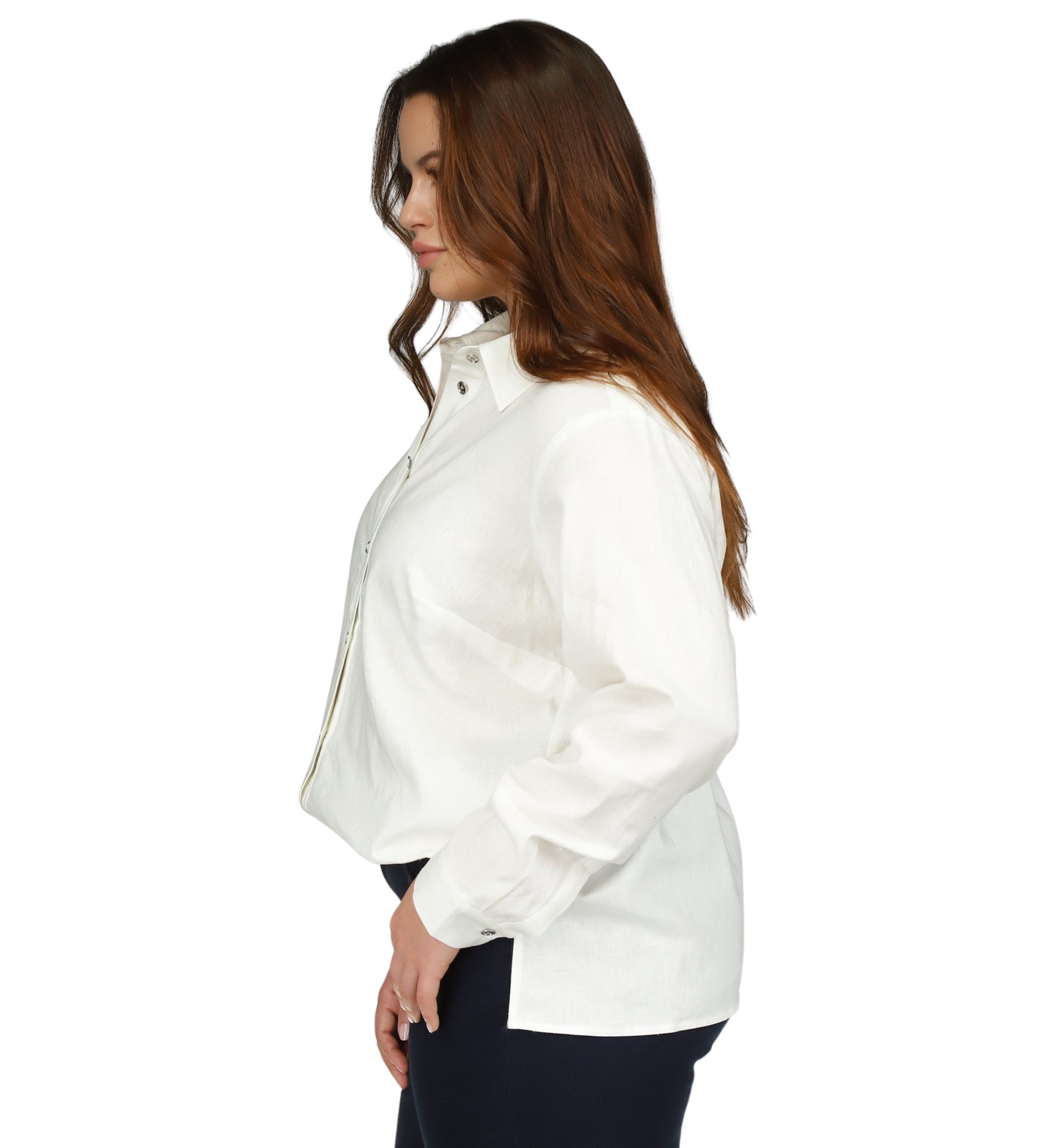 Plus Size Linen Long Sleeve Shirt