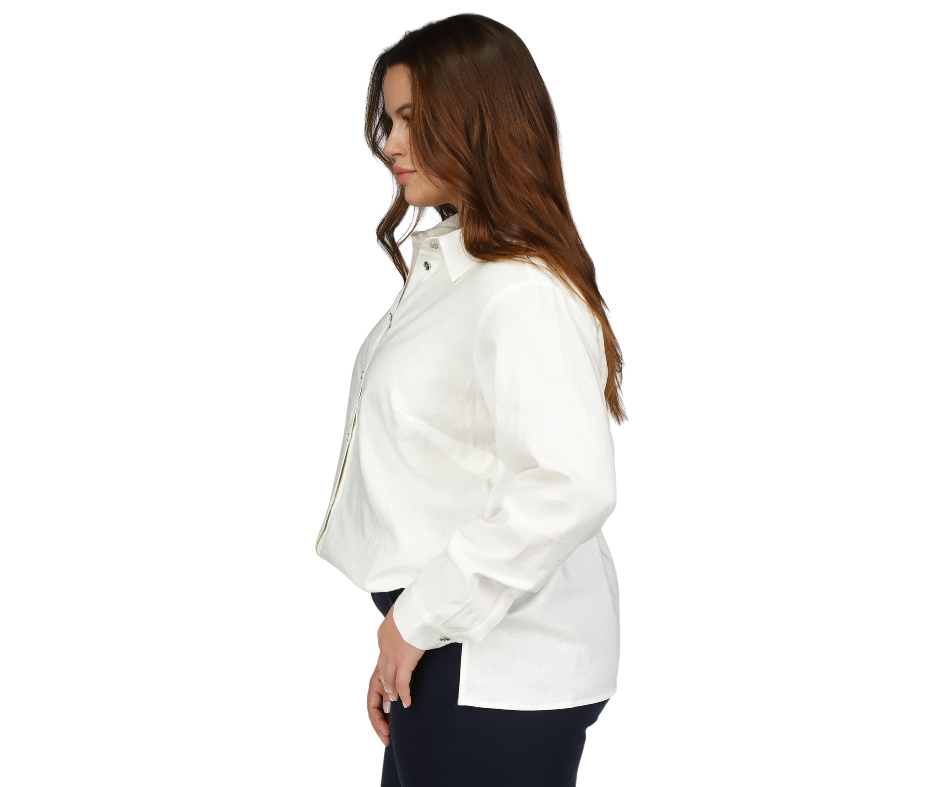 Plus Size Linen Long Sleeve Shirt