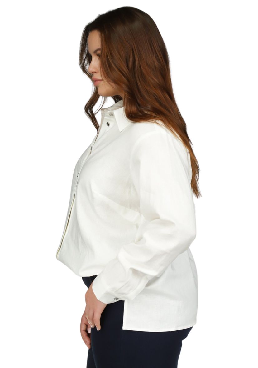 Plus Size Linen Long Sleeve Shirt