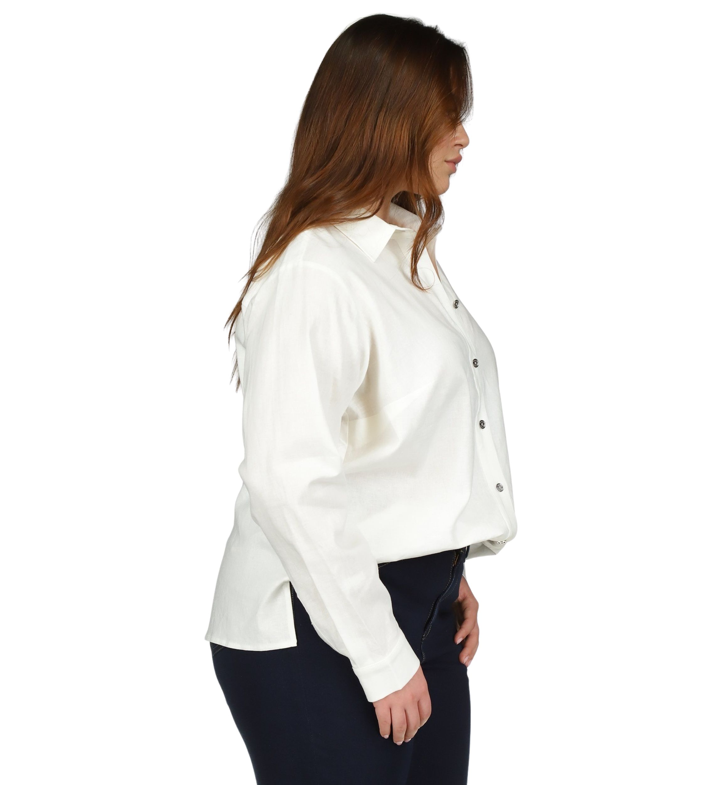 Plus Size Linen Long Sleeve Shirt