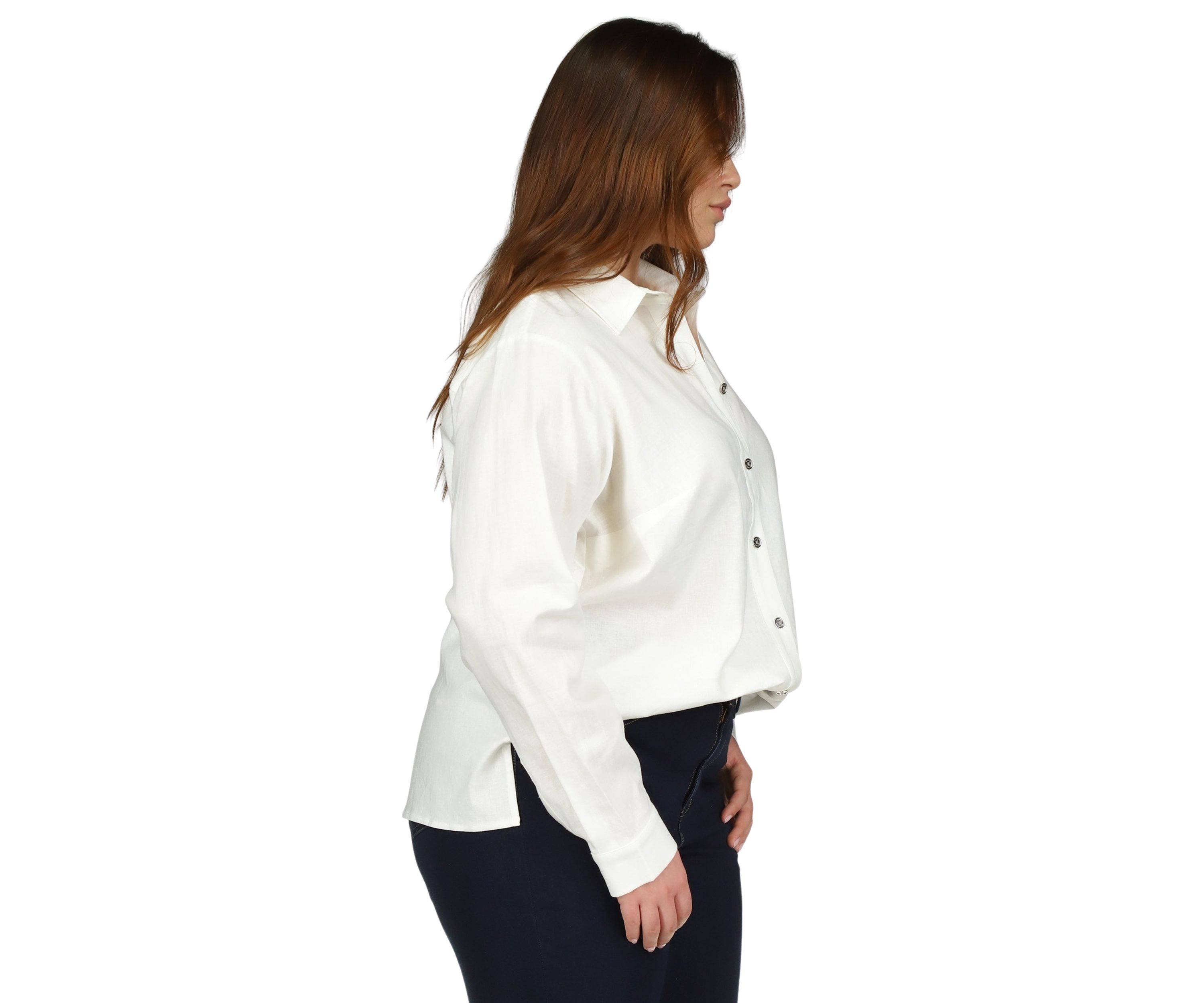 Plus Size Linen Long Sleeve Shirt