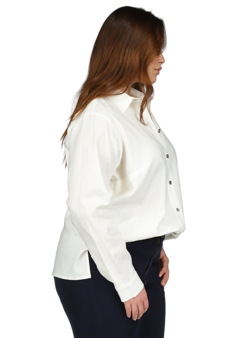 Plus Size Linen Long Sleeve Shirt