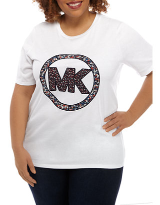 Plus Size Floral MK Logo T-Shirt