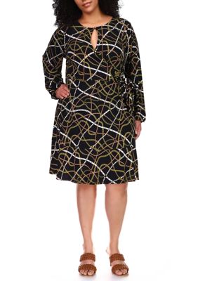 MICHAEL Michael Kors Plus Size Belt Print Mini Wrap Dress | belk