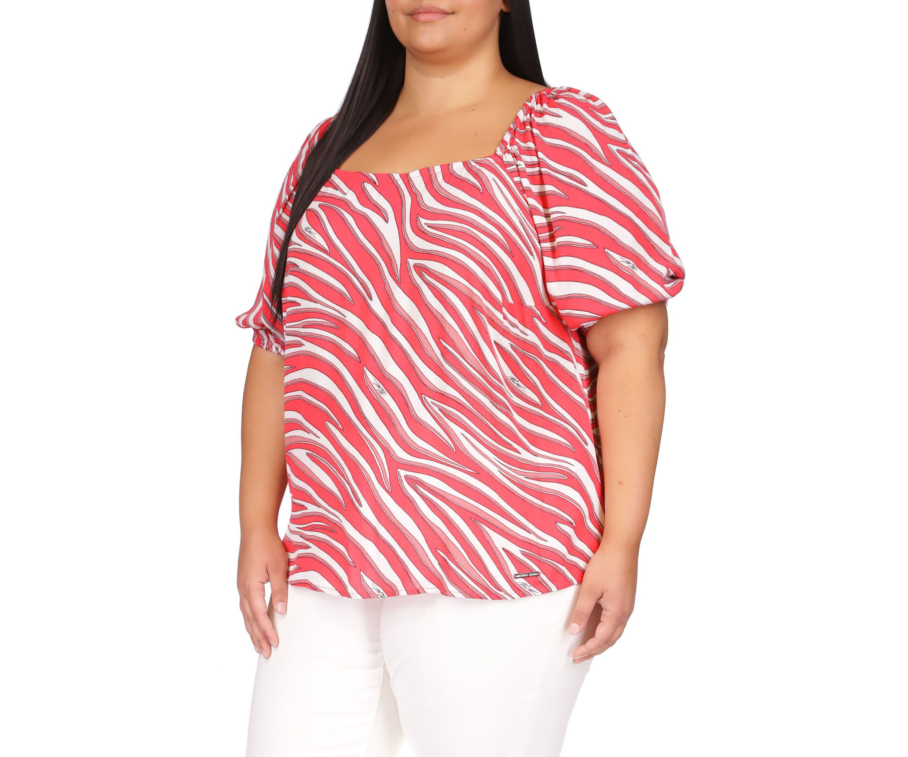 Plus Size Zebra Square Neck Top