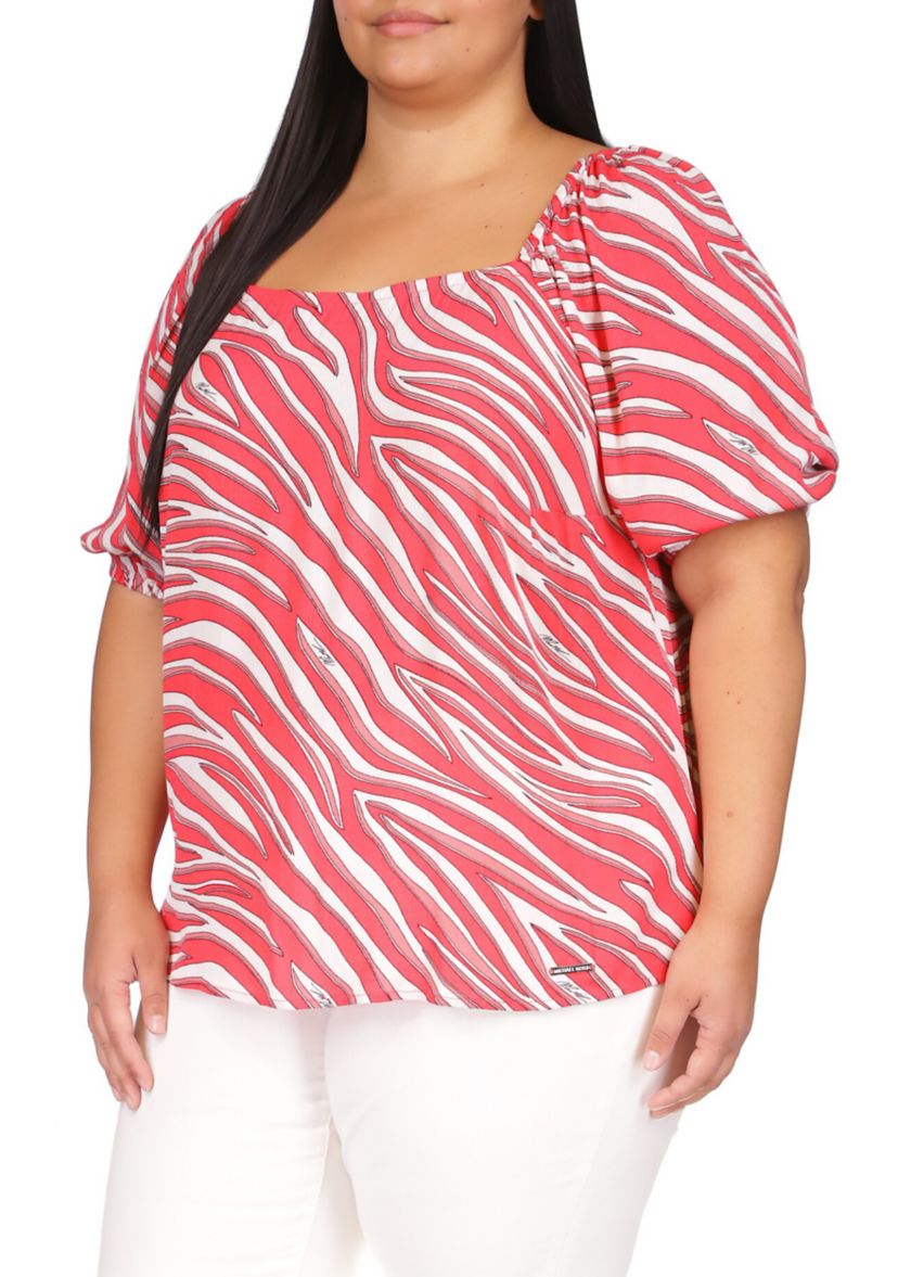 Plus Size Zebra Square Neck Top