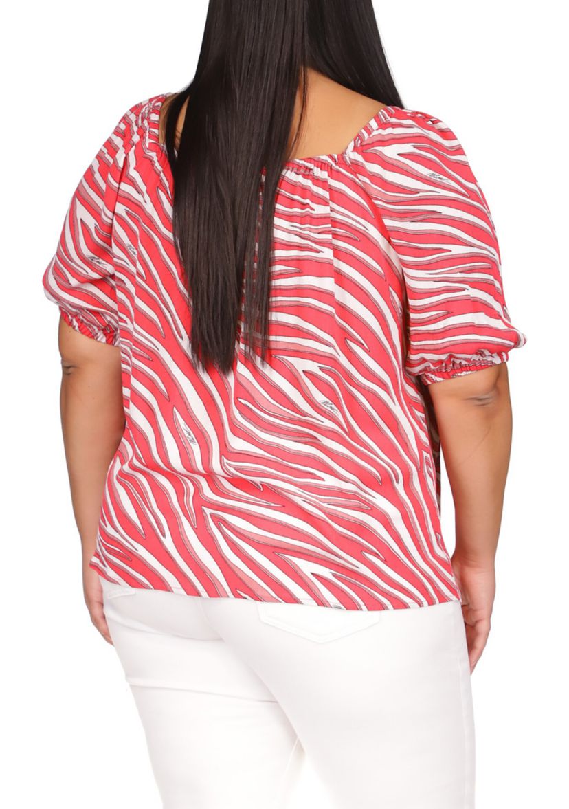 Plus Size Zebra Square Neck Top