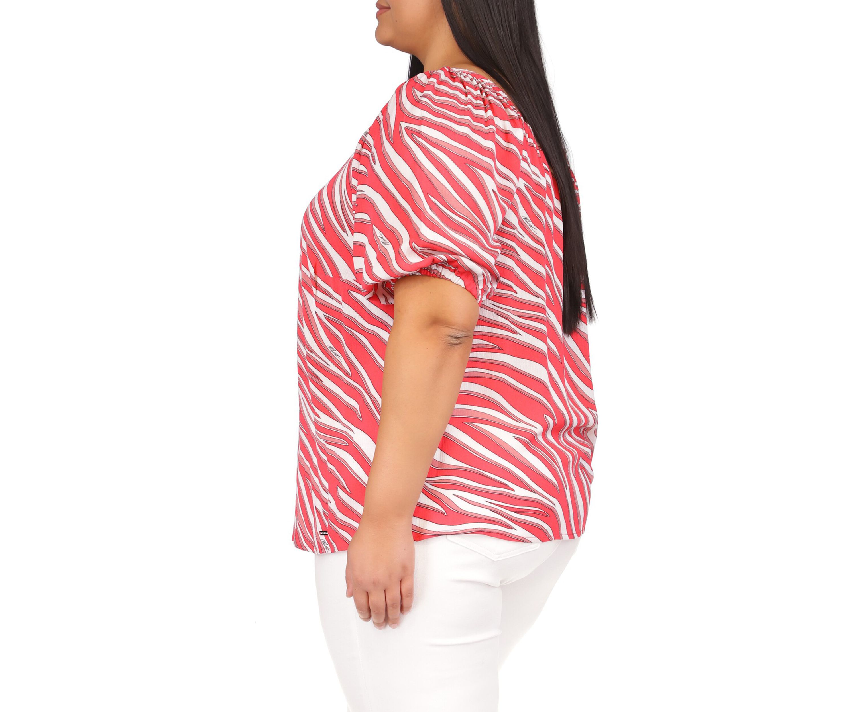 Plus Size Zebra Square Neck Top