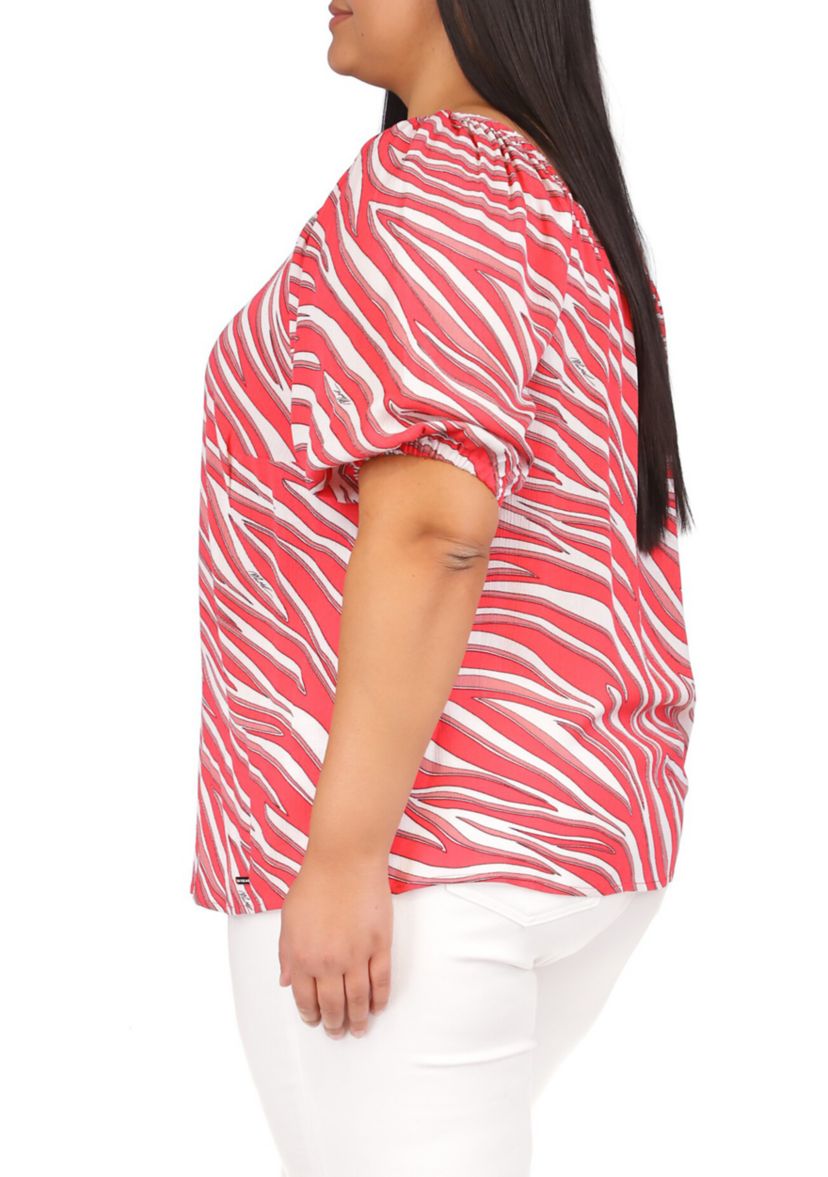 Plus Size Zebra Square Neck Top