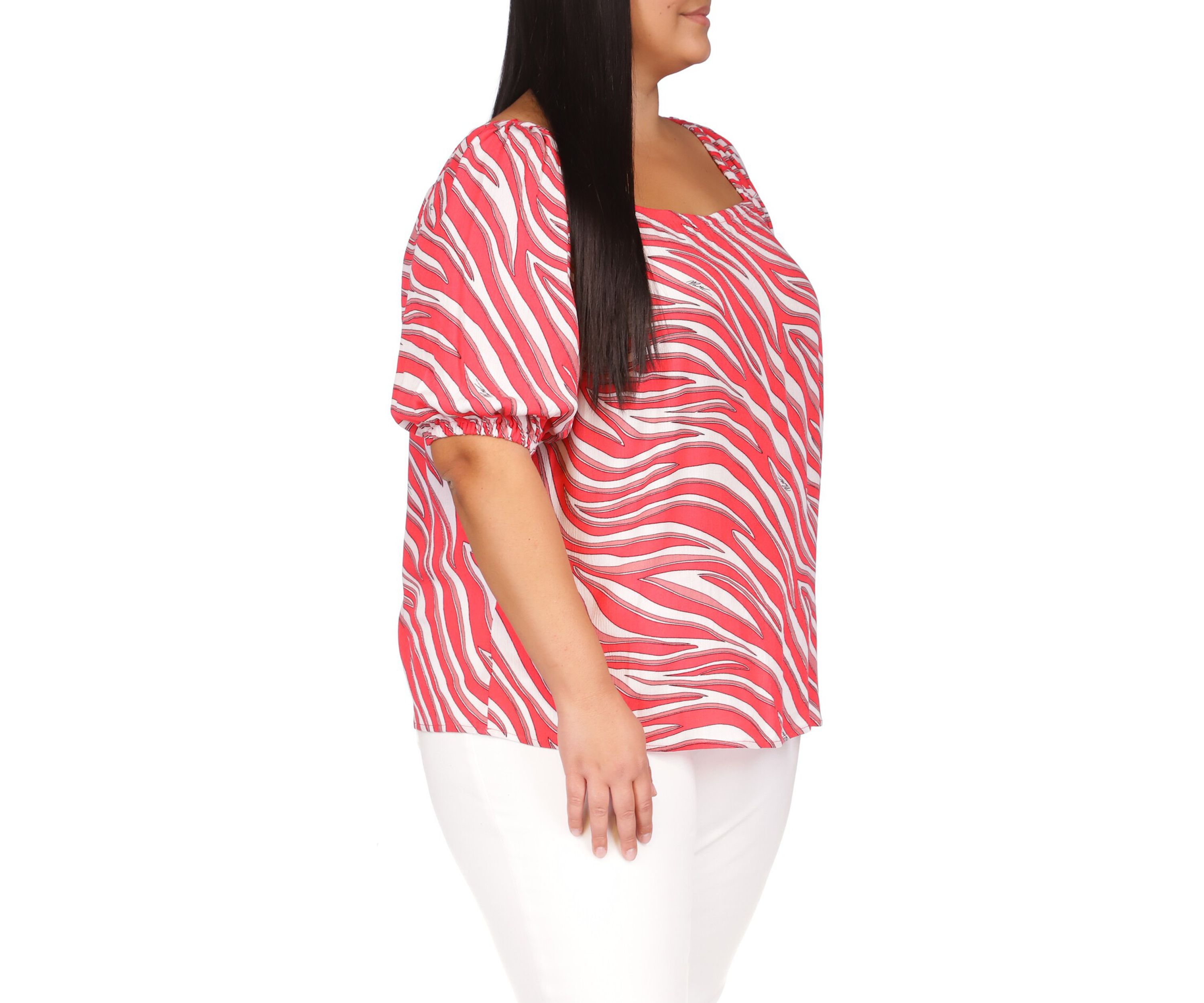 Plus Size Zebra Square Neck Top