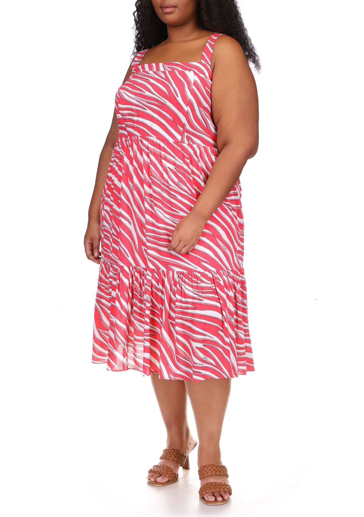 Plus Size Zebra Midi Dress