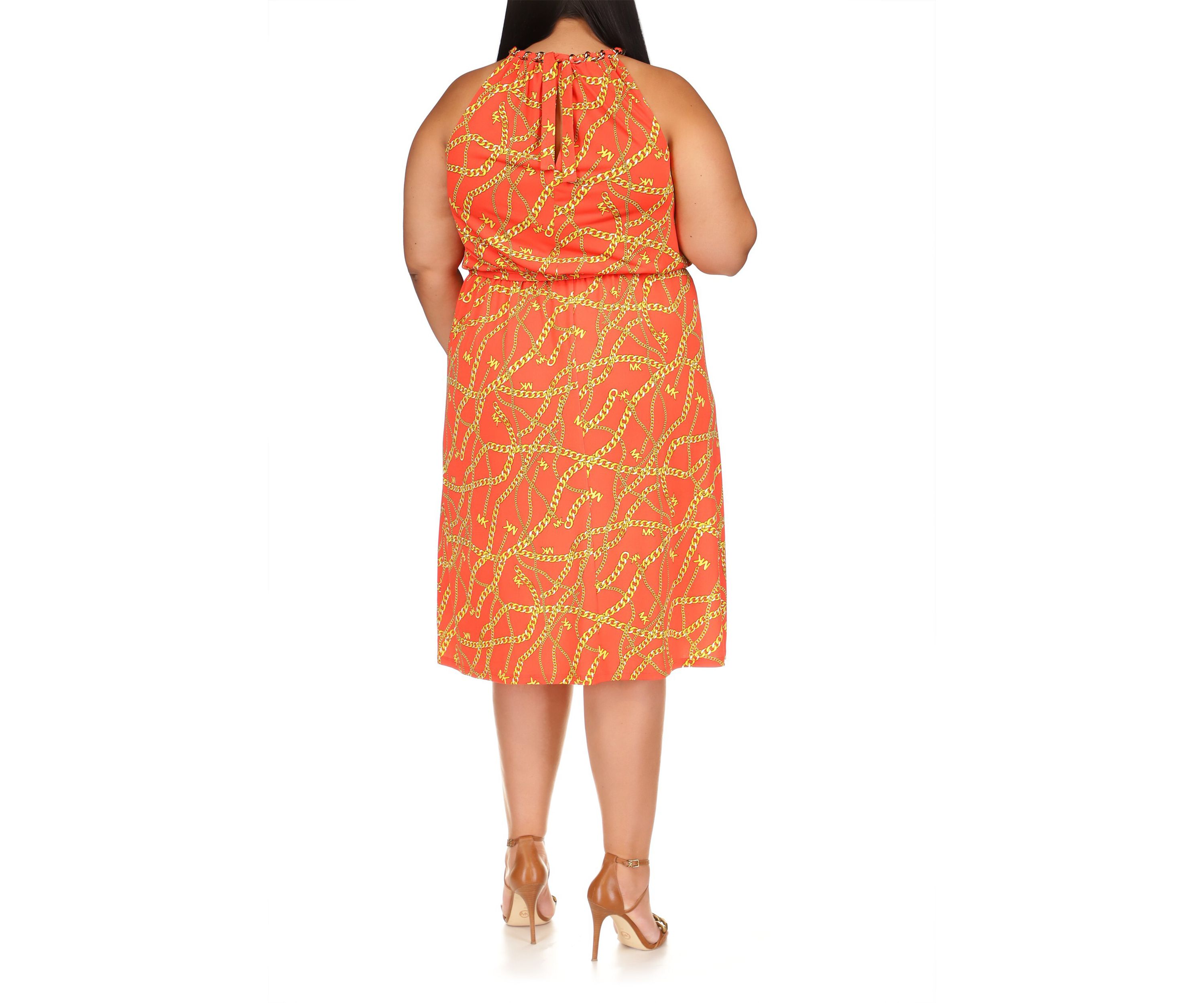 Plus Size Sleeveless Chain Neck Midi Dress