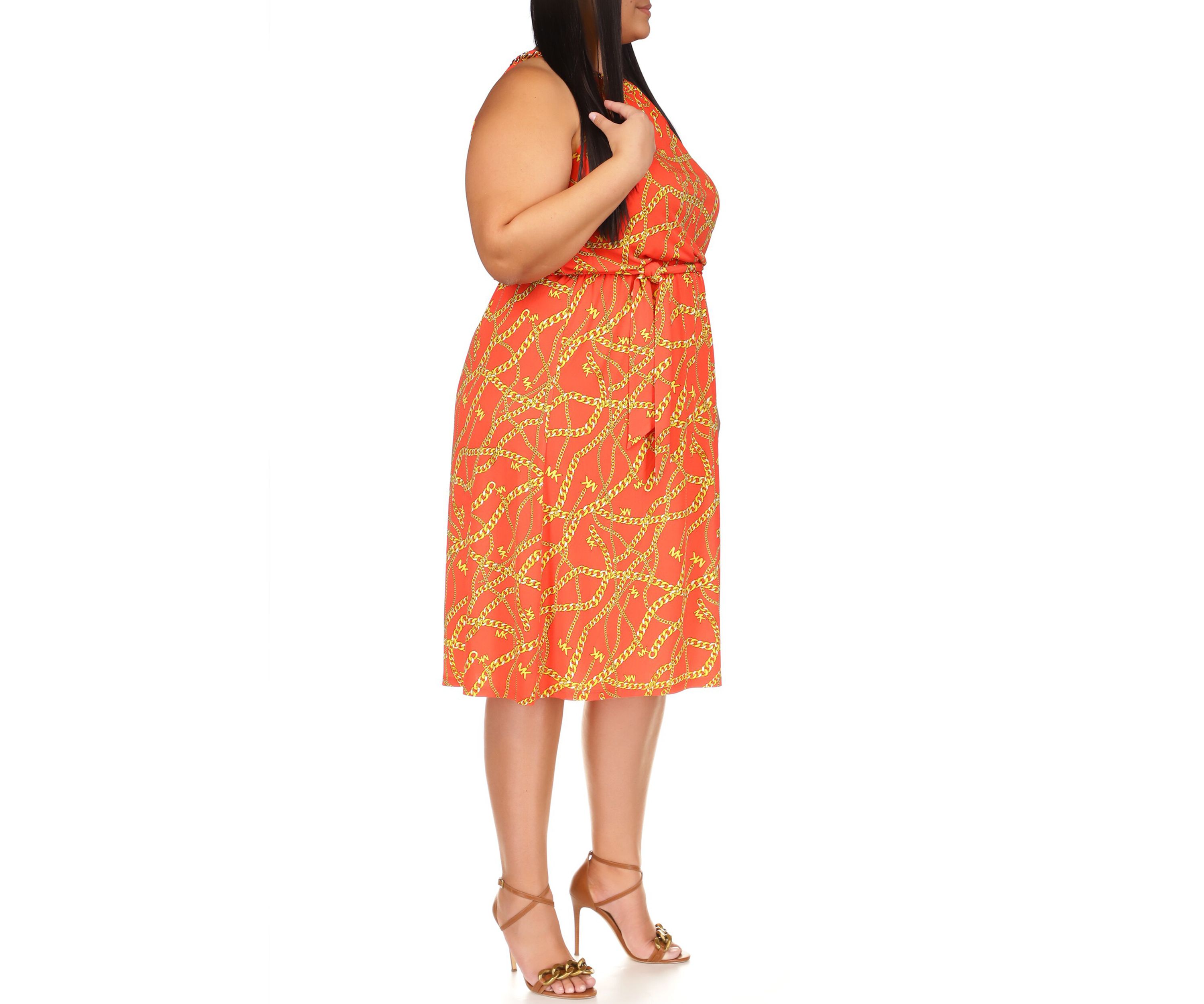 Plus Size Sleeveless Chain Neck Midi Dress