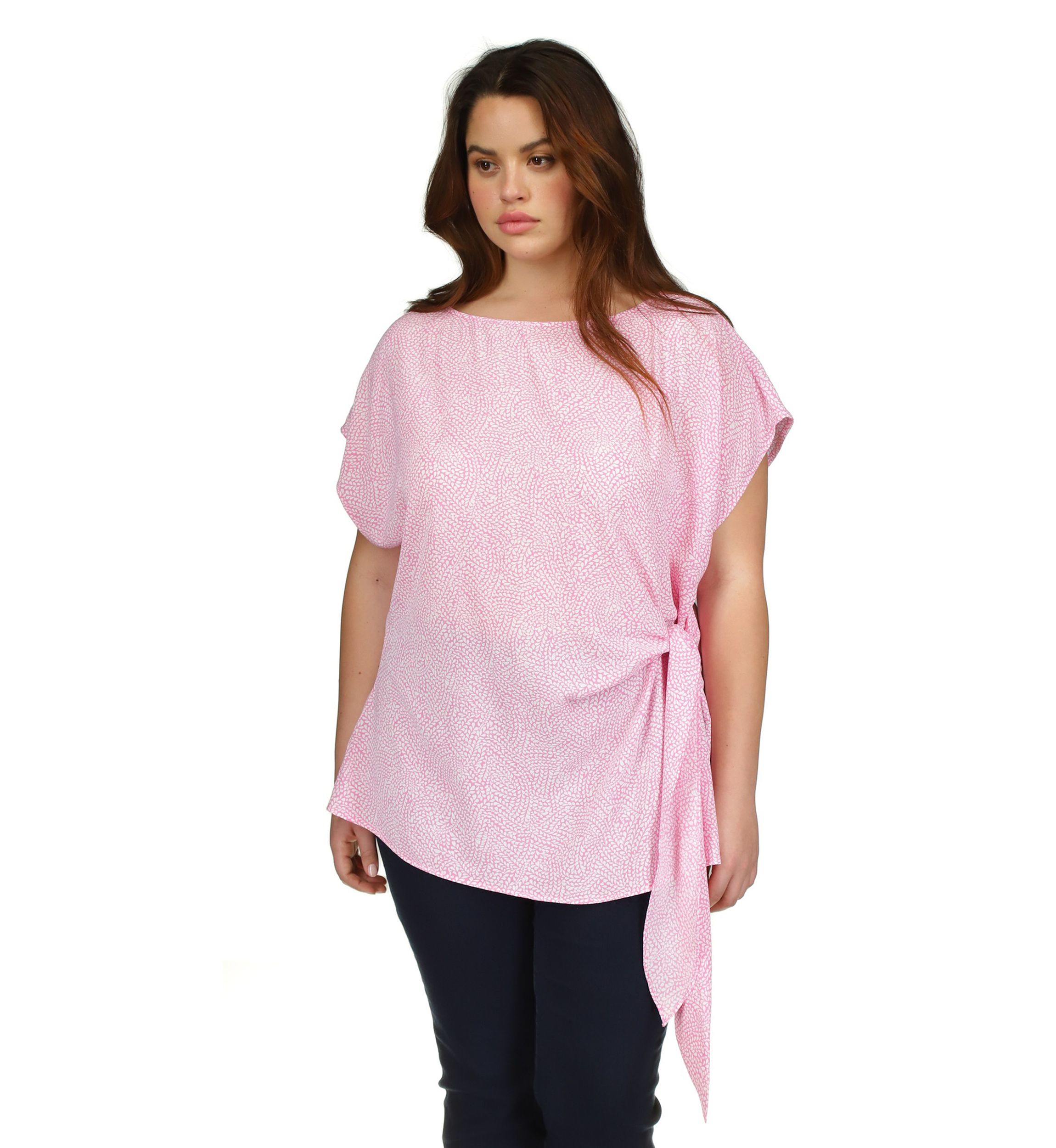 Plus Size Printed Side Tie Top