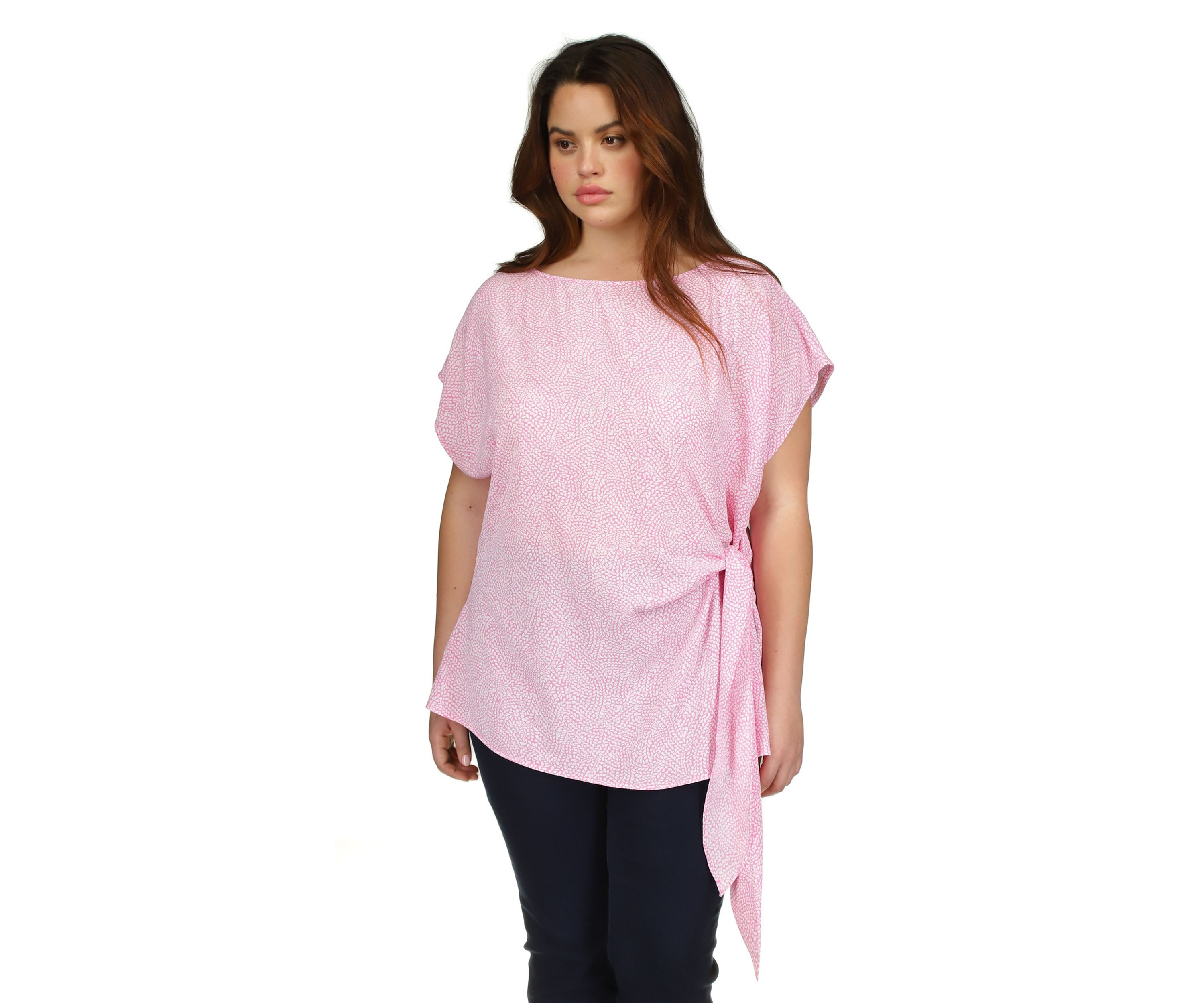 Plus Size Printed Side Tie Top