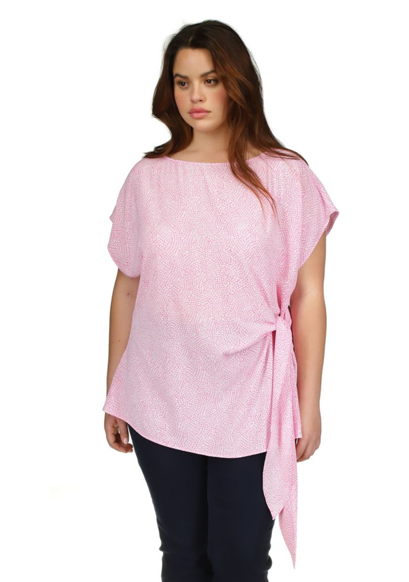 Plus Size Printed Side Tie Top