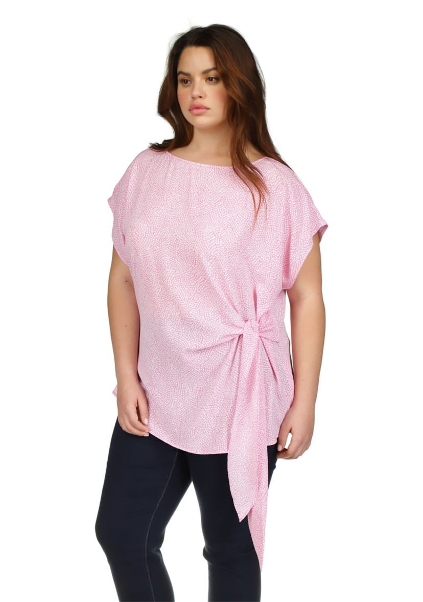 Plus Size Printed Side Tie Top