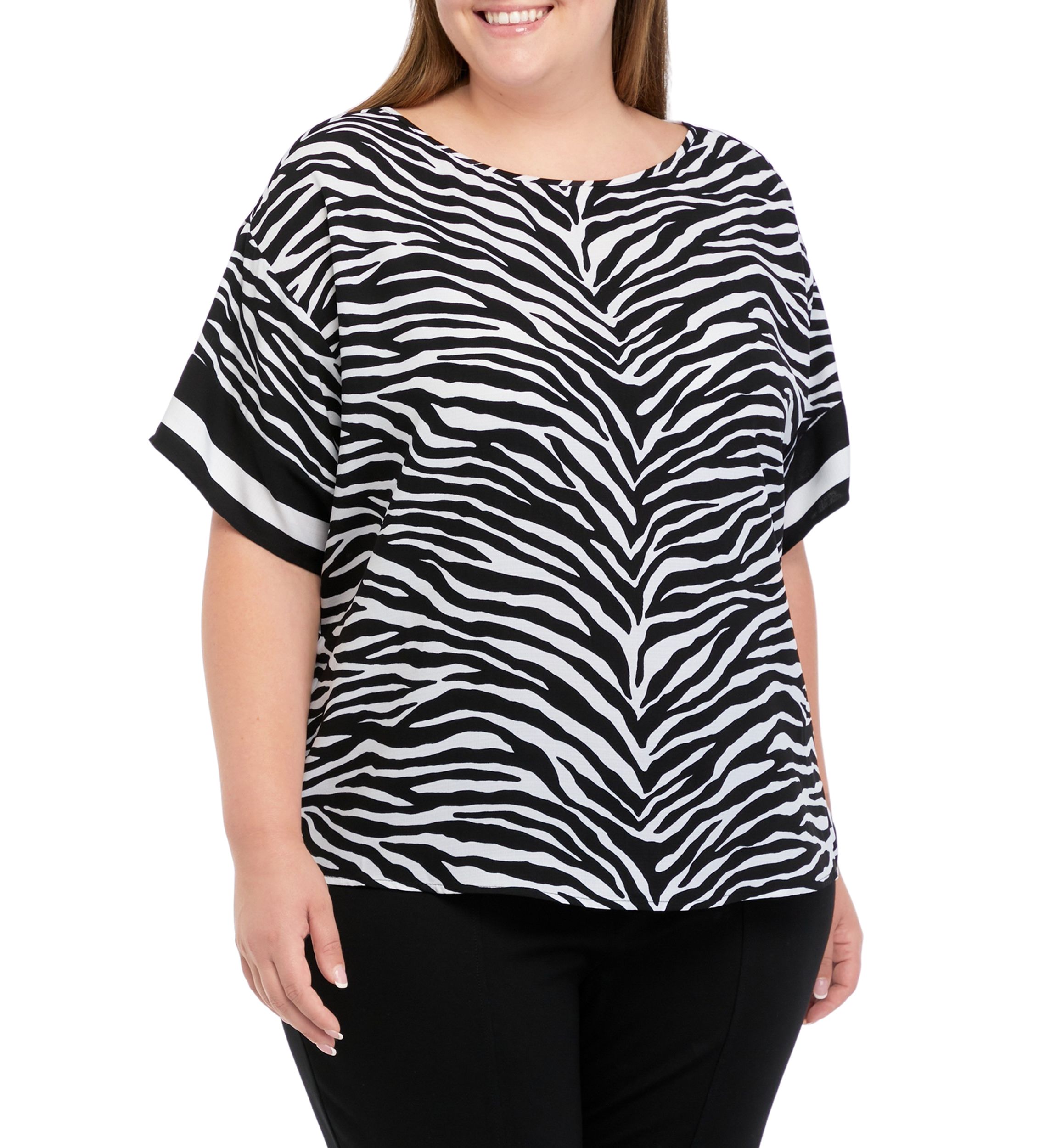 Plus Size Zebra Border Top