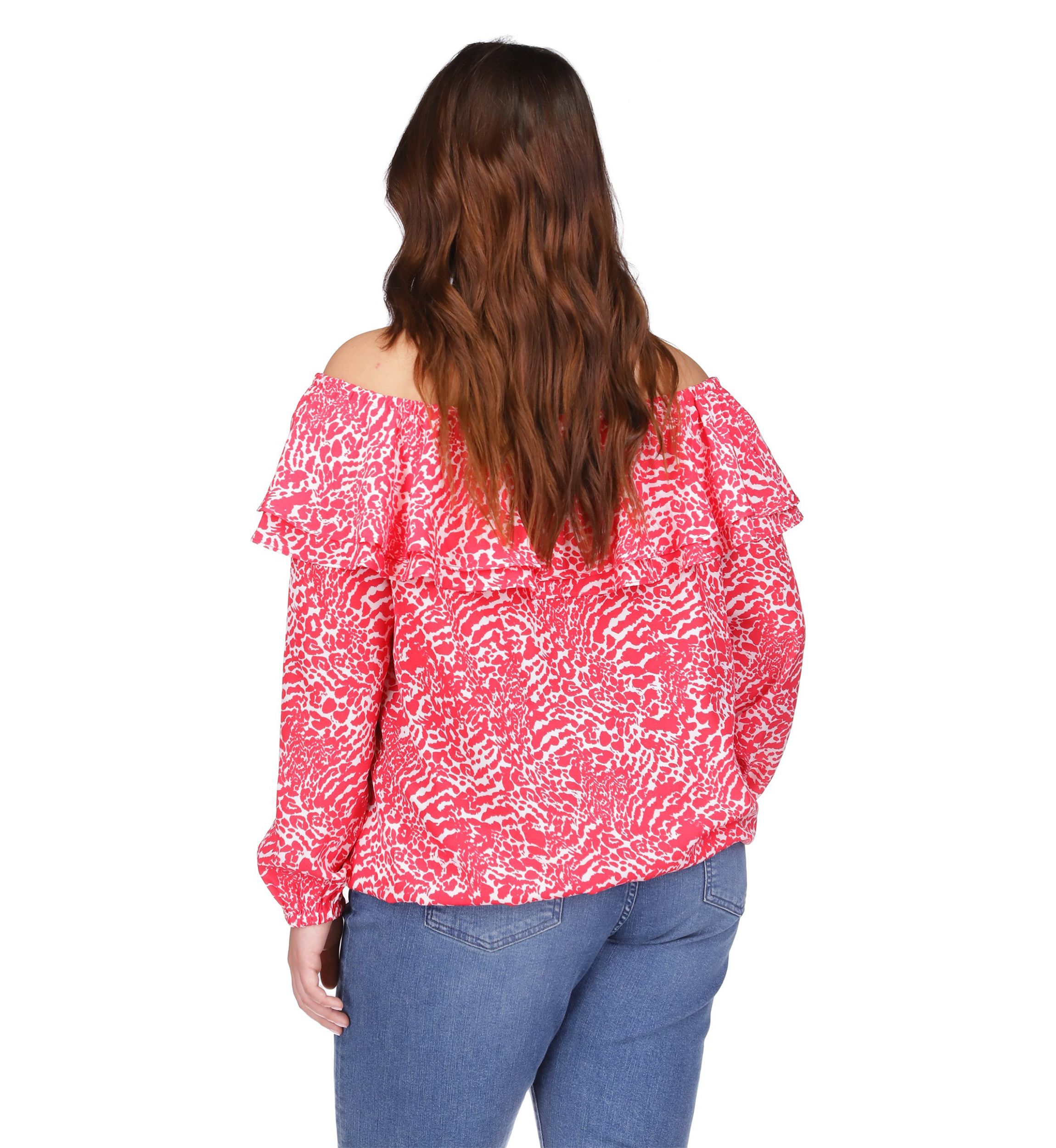Plus Size Ocelot Ruffle Top